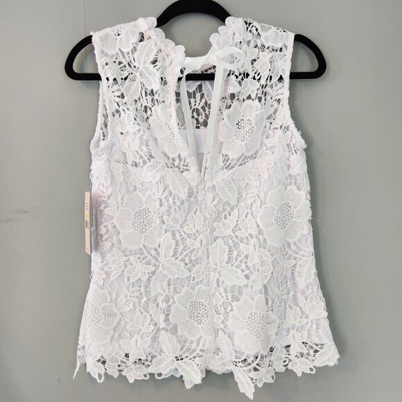 NWT Nanette Lepore Medium White Lace Sleeveless Top Cottagecore Coquette Boho - Picture 2 of 12